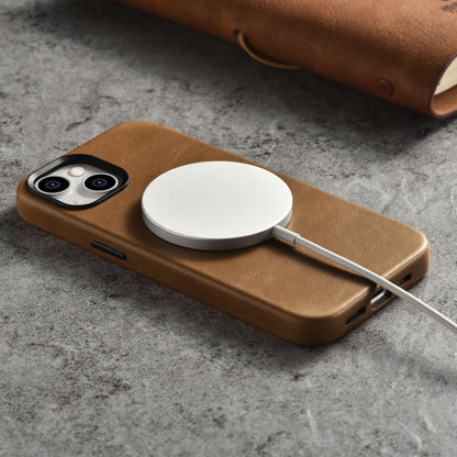 iCarer Oil Wax Premium Leather Case iPhone 14 Plus Magnetic Leather Case with MagSafe Brown (WMI14220703-TN)_12