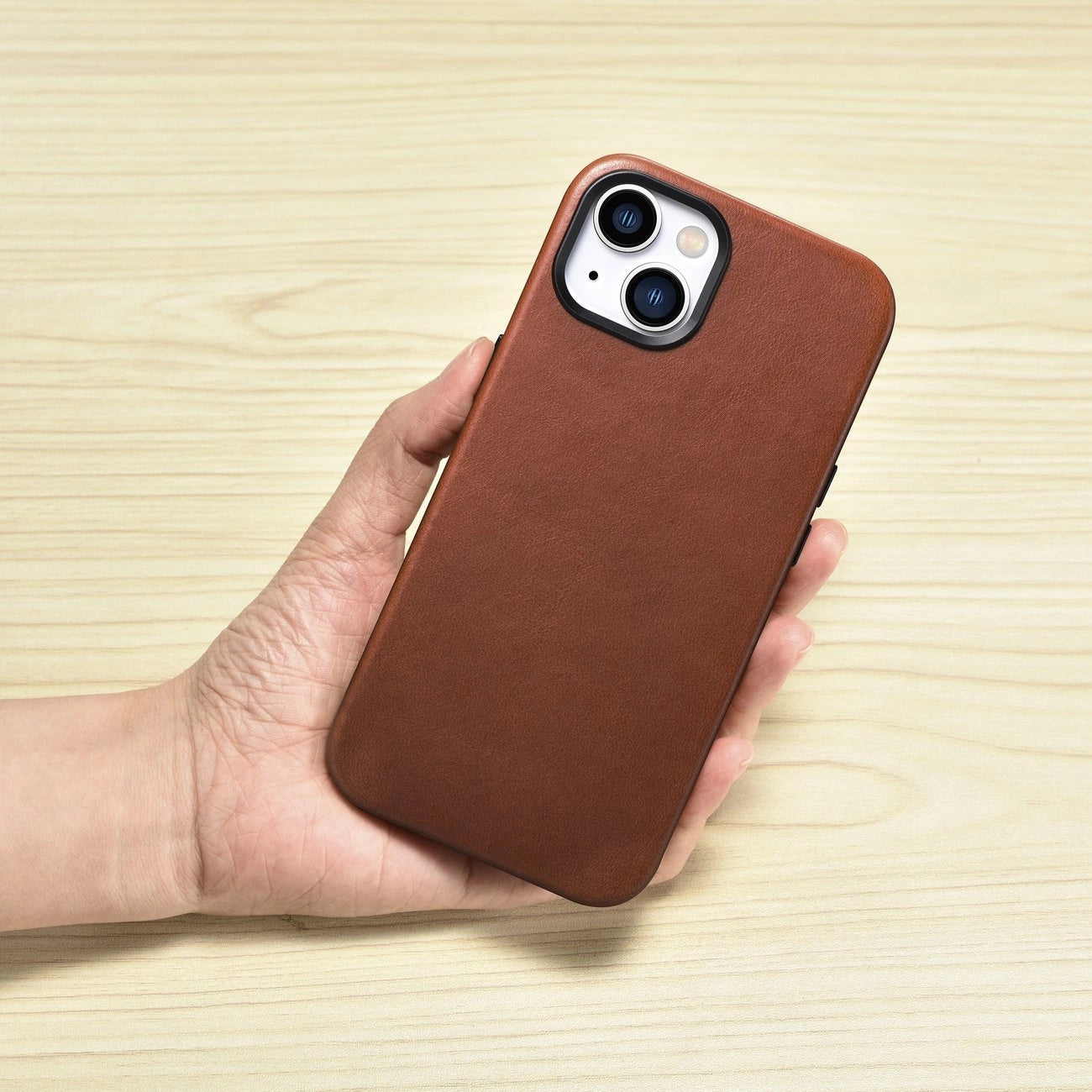 iCarer Oil Wax Premium Leather Case iPhone 14 Plus Magnetic Leather Case with MagSafe Brown (WMI14220703-RB)_8