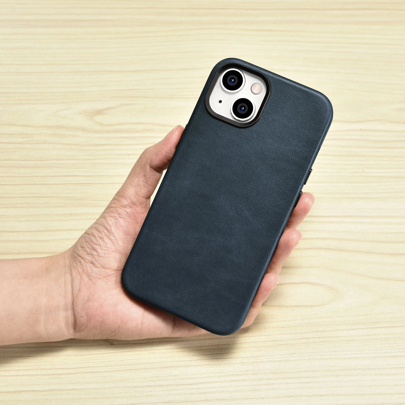 iCarer Oil Wax Premium Leather Case iPhone 14 Plus Magnetic Leather Case with MagSafe Dark Blue (WMI14220703-BU)_12