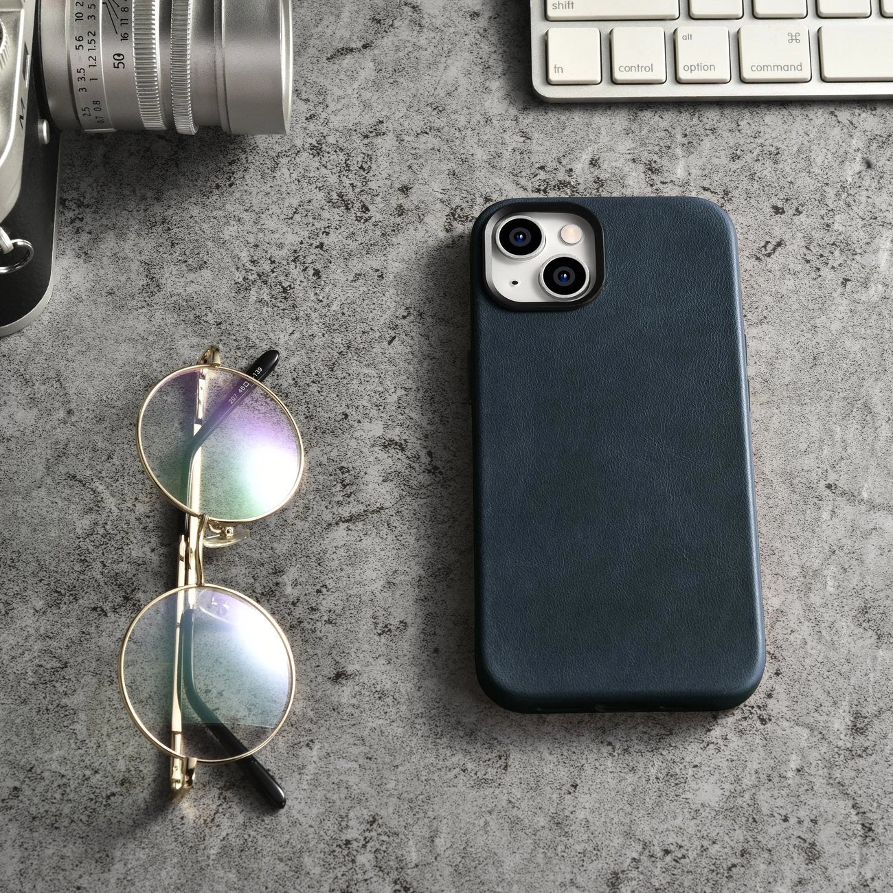 iCarer Oil Wax Premium Leather Case iPhone 14 Plus Magnetic Leather Case with MagSafe Dark Blue (WMI14220703-BU)_13
