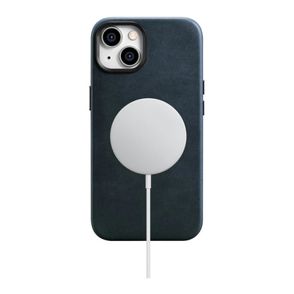 iCarer Oil Wax Premium Leather Case iPhone 14 Plus Magnetic Leather Case with MagSafe Dark Blue (WMI14220703-BU)_16