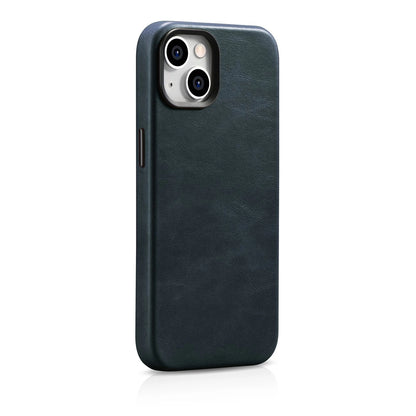 iCarer Oil Wax Premium Leather Case iPhone 14 Plus Magnetic Leather Case with MagSafe Dark Blue (WMI14220703-BU)_4