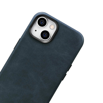 iCarer Oil Wax Premium Leather Case iPhone 14 Plus Magnetic Leather Case with MagSafe Dark Blue (WMI14220703-BU)_7