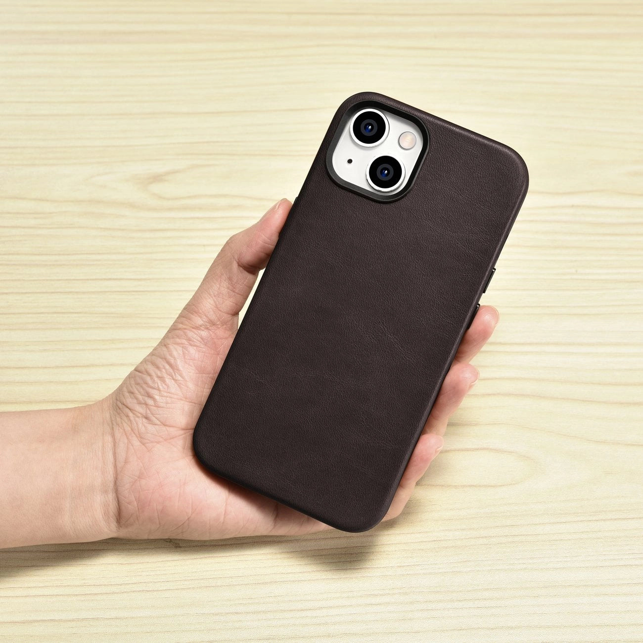 iCarer Oil Wax Premium Leather Case iPhone 14 Plus Magnetic Leather Case with MagSafe Brown (WMI14220703-BN)_12