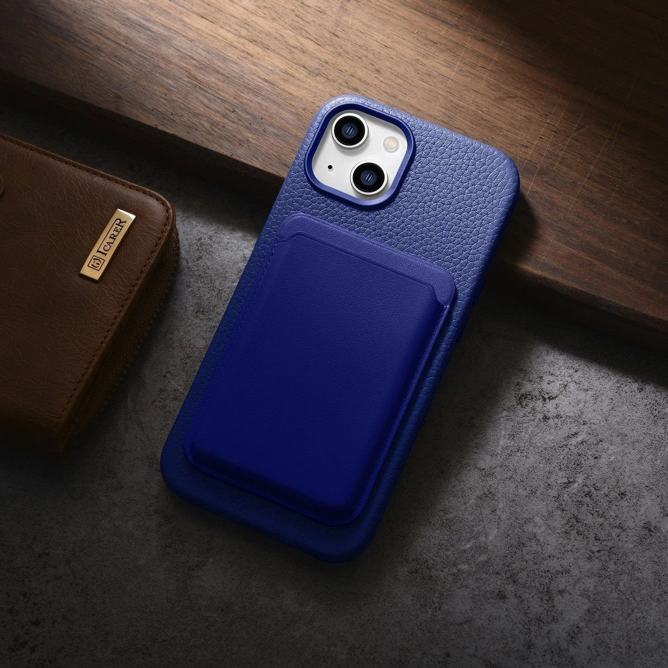 iCarer Litchi Premium Leather Case iPhone 14 Magnetic Leather Case with MagSafe Dark Blue (WMI14220709-DB)_17