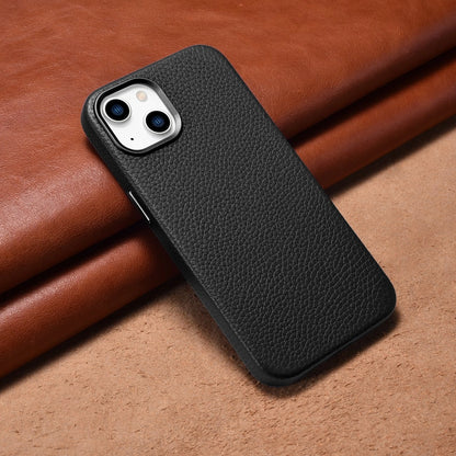 iCarer Litchi Premium Leather Case iPhone 14 Plus Magnetic Leather Case with MagSafe Black (WMI14220711-BK)_9