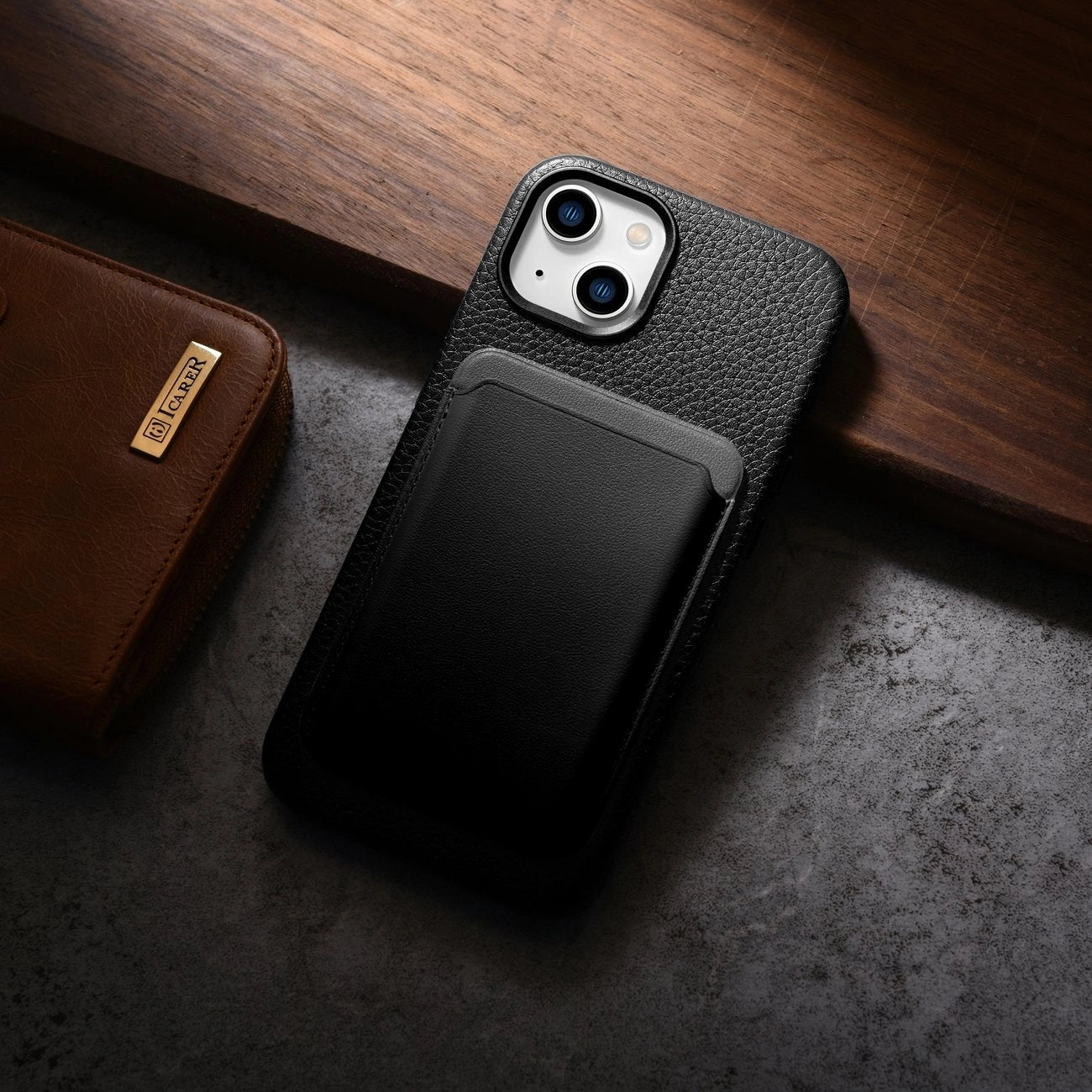 iCarer Litchi Premium Leather Case iPhone 14 Plus Magnetic Leather Case with MagSafe Black (WMI14220711-BK)_16