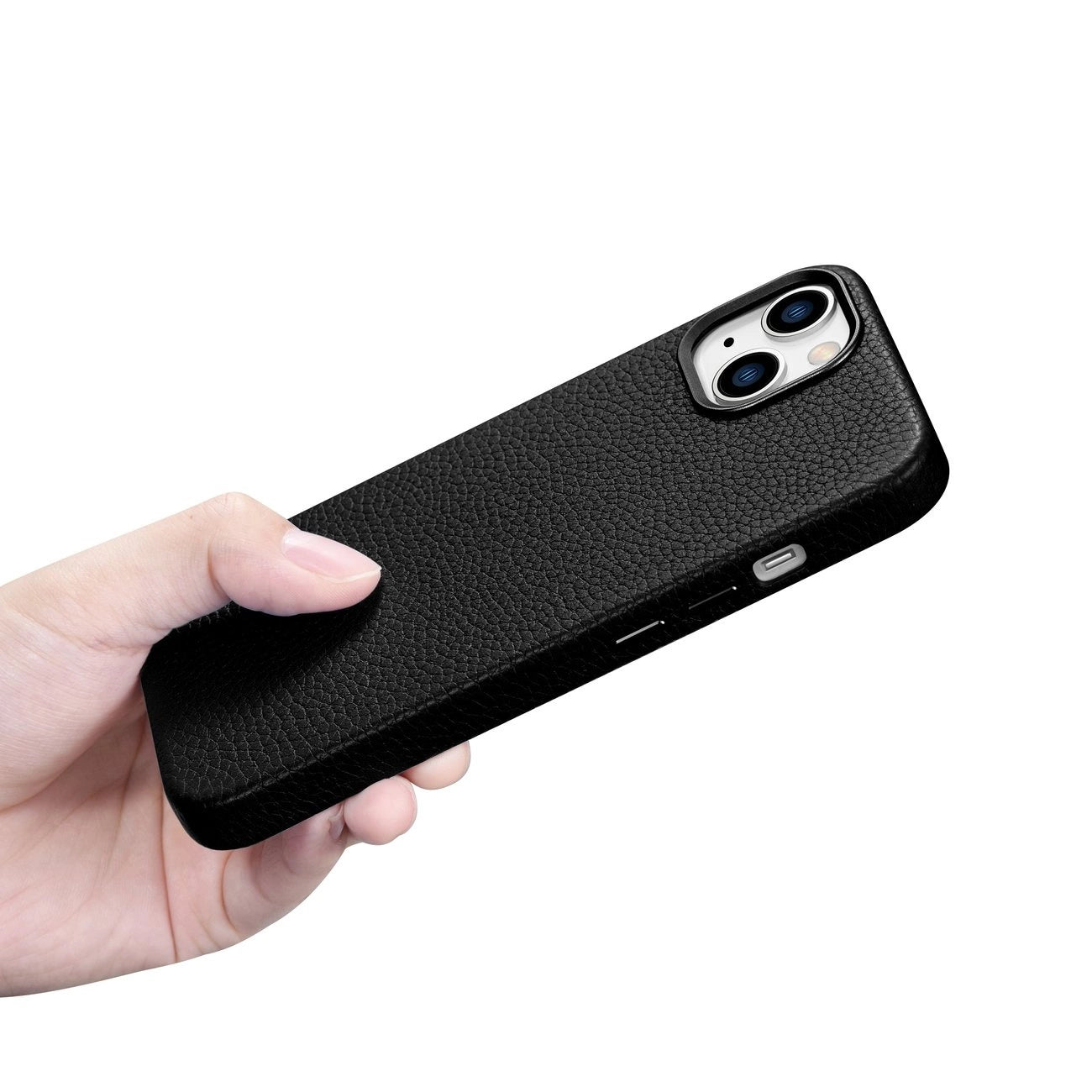 iCarer Litchi Premium Leather Case iPhone 14 Plus Magnetic Leather Case with MagSafe Black (WMI14220711-BK)_18