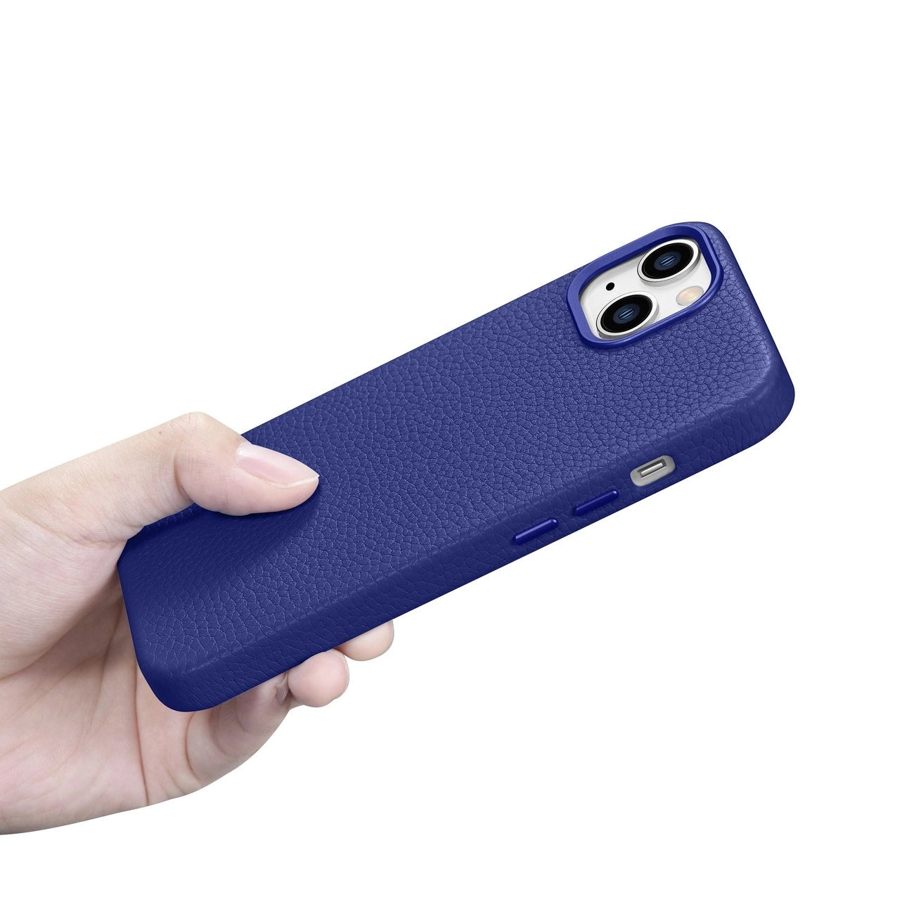 iCarer Litchi Premium Leather Case iPhone 14 Plus Magnetic Leather Case with MagSafe Dark Blue (WMI14220711-DB)_19
