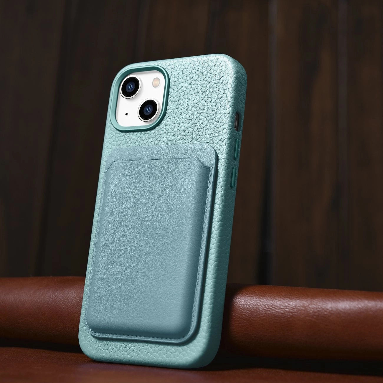 iCarer Litchi Premium Leather Case iPhone 14 Plus Magnetic Leather Case with MagSafe Green (WMI14220711-GN)_14