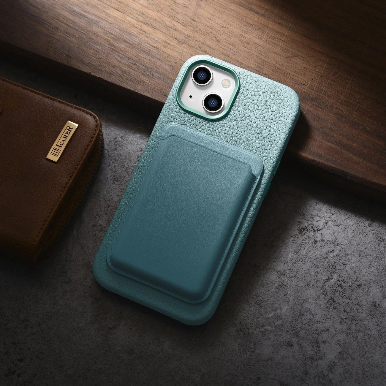 iCarer Litchi Premium Leather Case iPhone 14 Plus Magnetic Leather Case with MagSafe Green (WMI14220711-GN)_17
