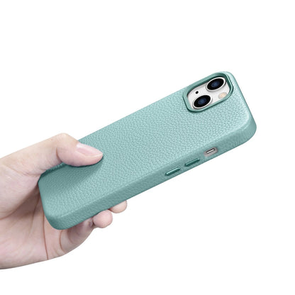 iCarer Litchi Premium Leather Case iPhone 14 Plus Magnetic Leather Case with MagSafe Green (WMI14220711-GN)_20
