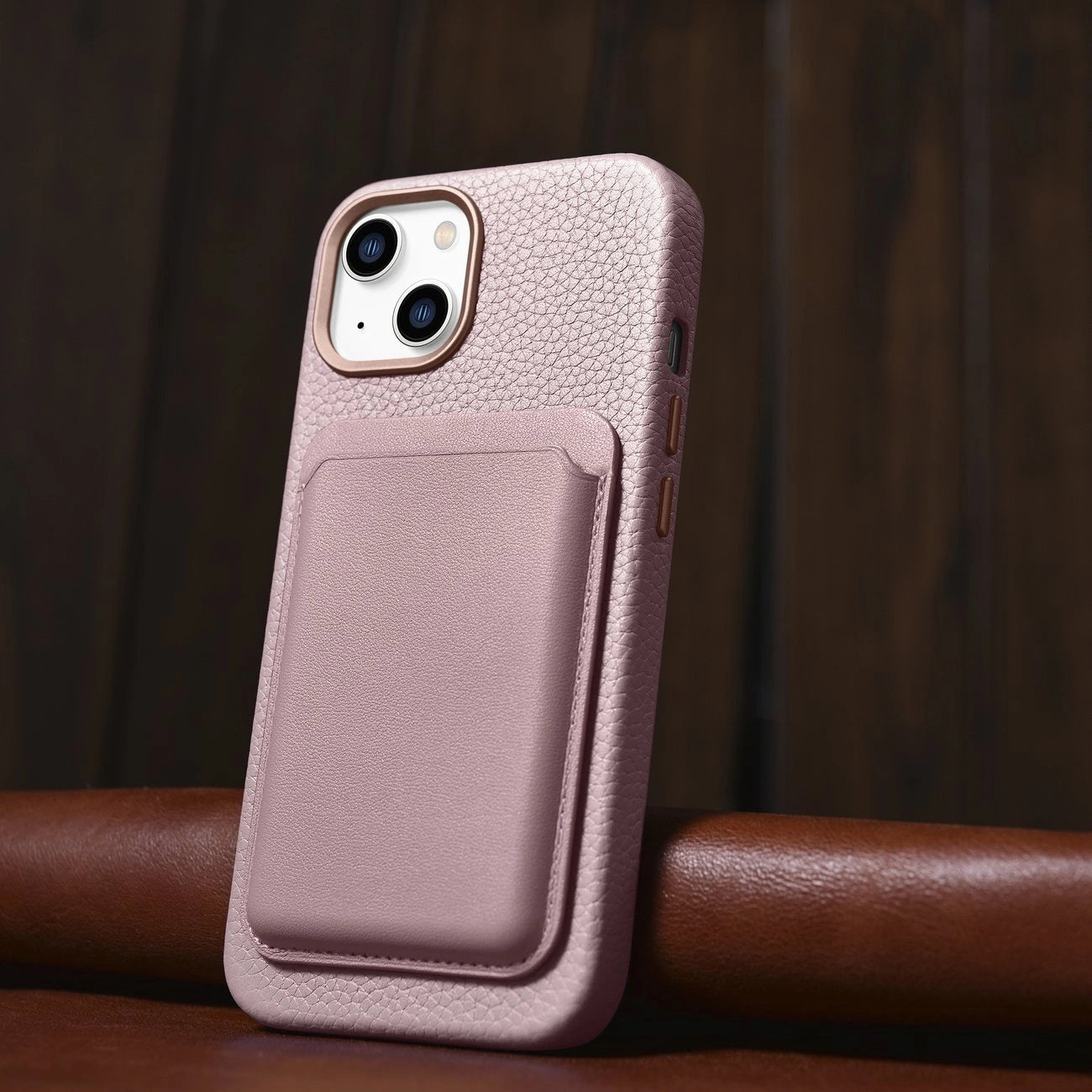 iCarer Litchi Premium Leather Case iPhone 14 Plus Magnetic Leather Case with MagSafe Pink (WMI14220711-PK)_14