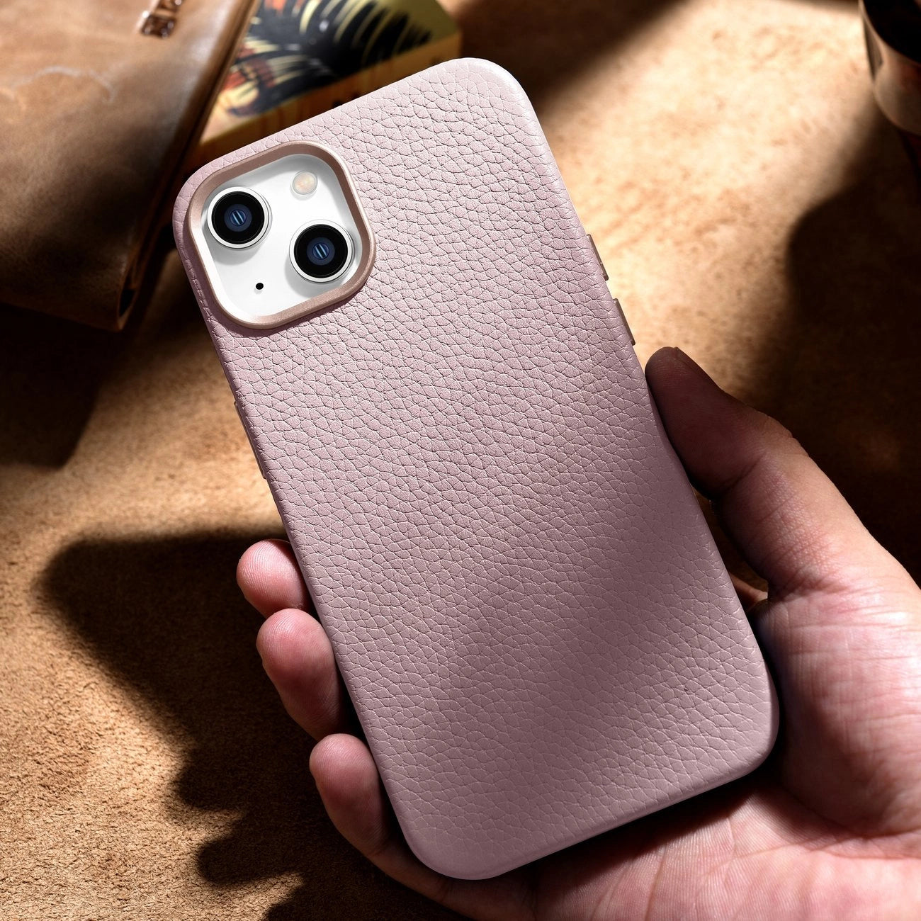 iCarer Litchi Premium Leather Case iPhone 14 Plus Magnetic Leather Case with MagSafe Pink (WMI14220711-PK)_16