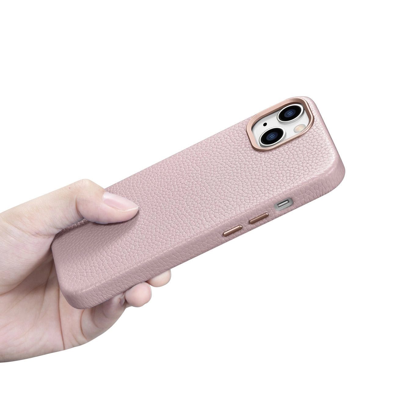 iCarer Litchi Premium Leather Case iPhone 14 Plus Magnetic Leather Case with MagSafe Pink (WMI14220711-PK)_20