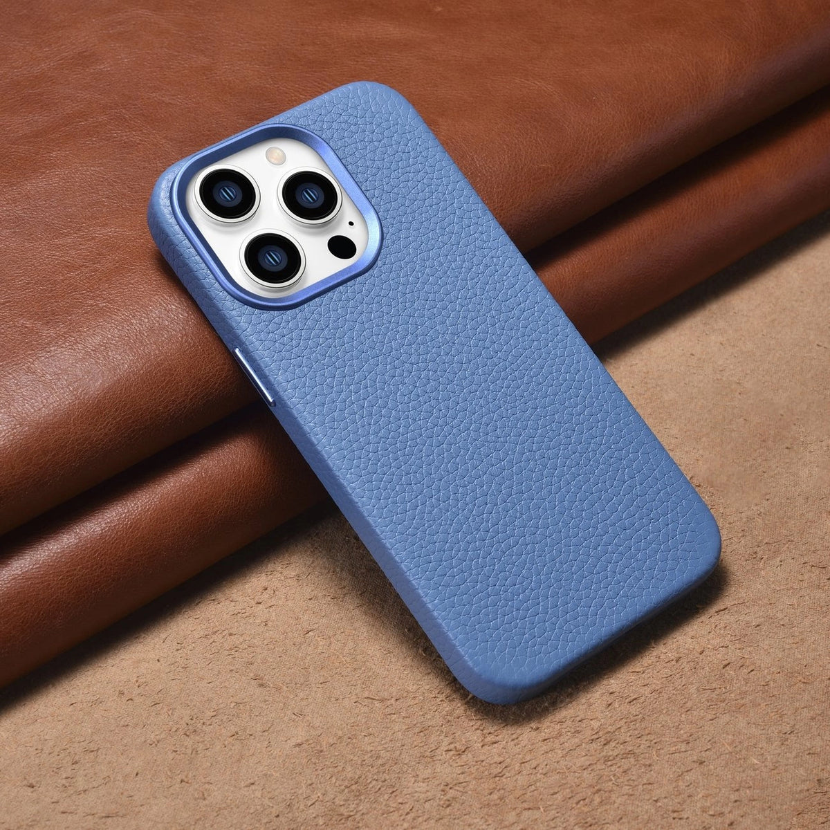 iCarer Litchi Premium Leather Case iPhone 14 Pro Max Magnetic Leather Case with MagSafe Light Blue (WMI14220712-LB)_14
