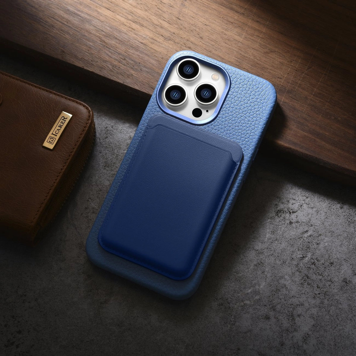 iCarer Litchi Premium Leather Case iPhone 14 Pro Max Magnetic Leather Case with MagSafe Light Blue (WMI14220712-LB)_17