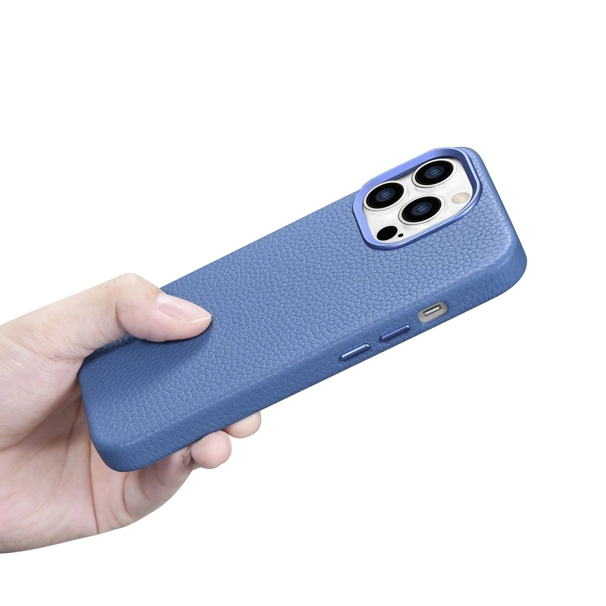 iCarer Litchi Premium Leather Case iPhone 14 Pro Max Magnetic Leather Case with MagSafe Light Blue (WMI14220712-LB)_20