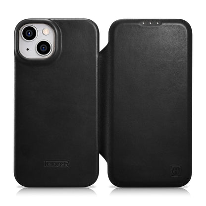 iCarer CE Oil Wax Premium Leather Folio Case Leather Case iPhone 14 Plus Magnetic Flip MagSafe Black (AKI14220707-BK)_0