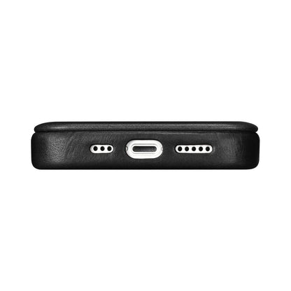 iCarer CE Oil Wax Premium Leather Folio Case Leather Case iPhone 14 Plus Magnetic Flip MagSafe Black (AKI14220707-BK)_10