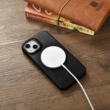 iCarer CE Oil Wax Premium Leather Folio Case Leather Case iPhone 14 Plus Magnetic Flip MagSafe Black (AKI14220707-BK)_22