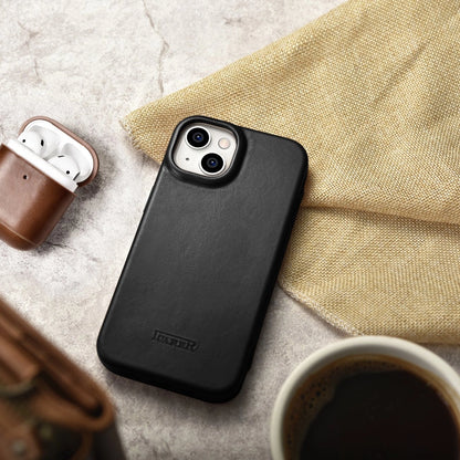 iCarer CE Oil Wax Premium Leather Folio Case Leather Case iPhone 14 Plus Magnetic Flip MagSafe Black (AKI14220707-BK)_25