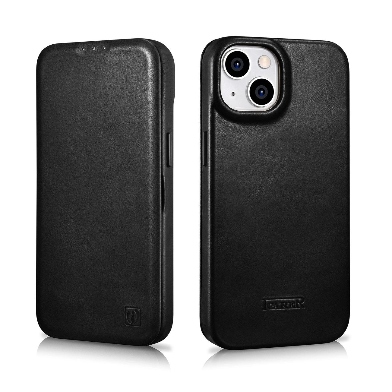 iCarer CE Oil Wax Premium Leather Folio Case Leather Case iPhone 14 Plus Magnetic Flip MagSafe Black (AKI14220707-BK)_31