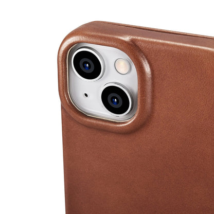 iCarer CE Oil Wax Premium Leather Folio Case iPhone 14 Plus magnetic flip case MagSafe brown (AKI14220707-BN)_12