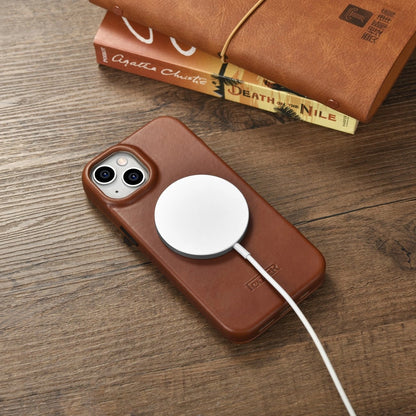 iCarer CE Oil Wax Premium Leather Folio Case iPhone 14 Plus magnetic flip case MagSafe brown (AKI14220707-BN)_21
