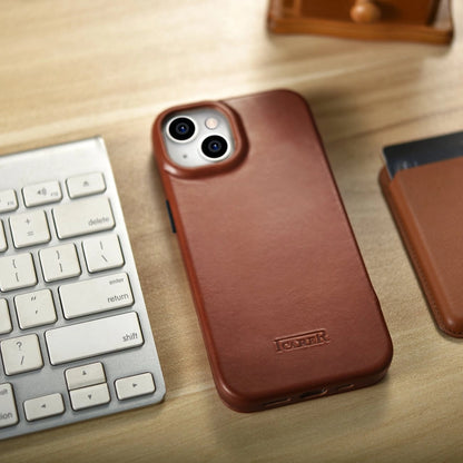 iCarer CE Oil Wax Premium Leather Folio Case iPhone 14 Plus magnetic flip case MagSafe brown (AKI14220707-BN)_26