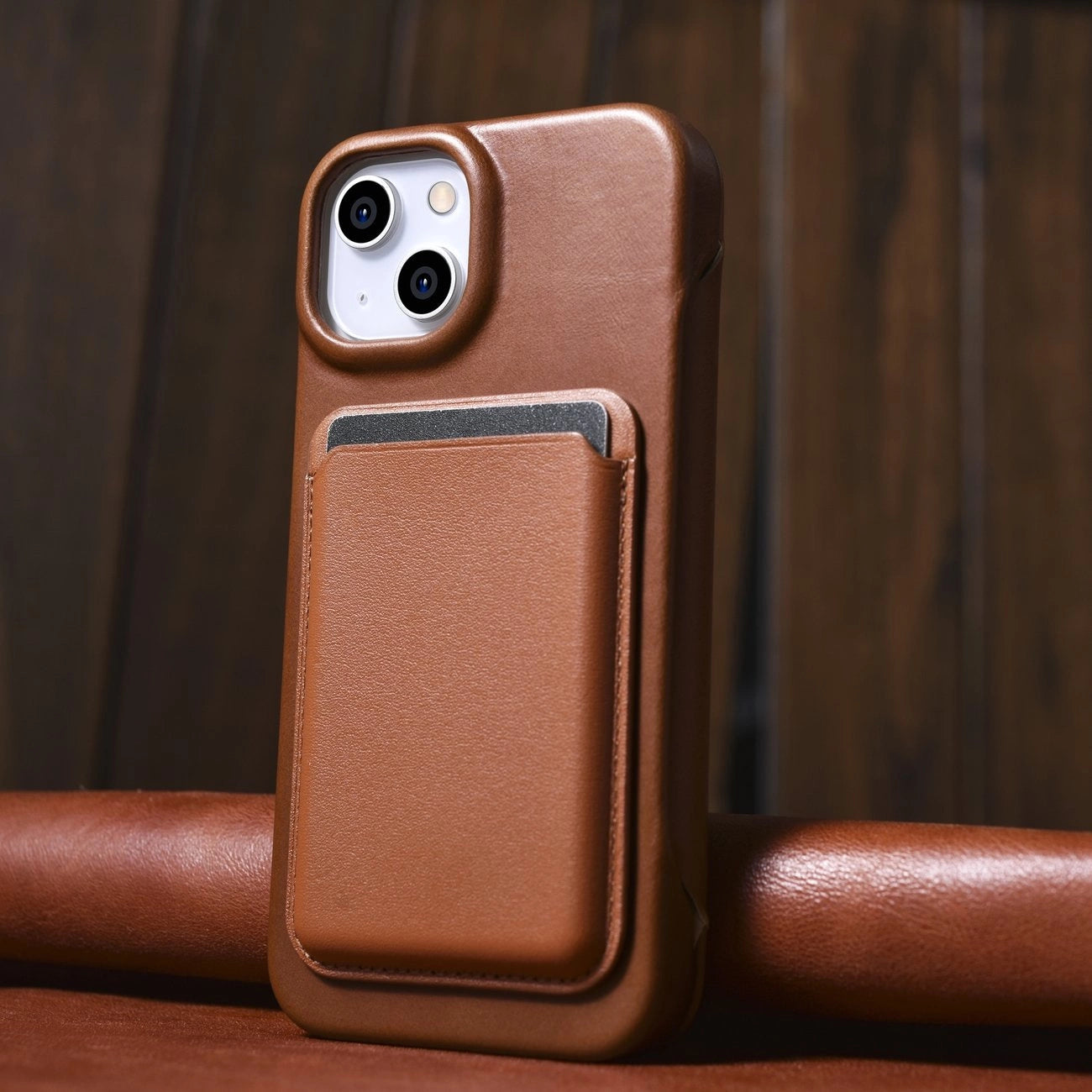 iCarer CE Oil Wax Premium Leather Folio Case iPhone 14 Plus magnetic flip case MagSafe brown (AKI14220707-BN)_32
