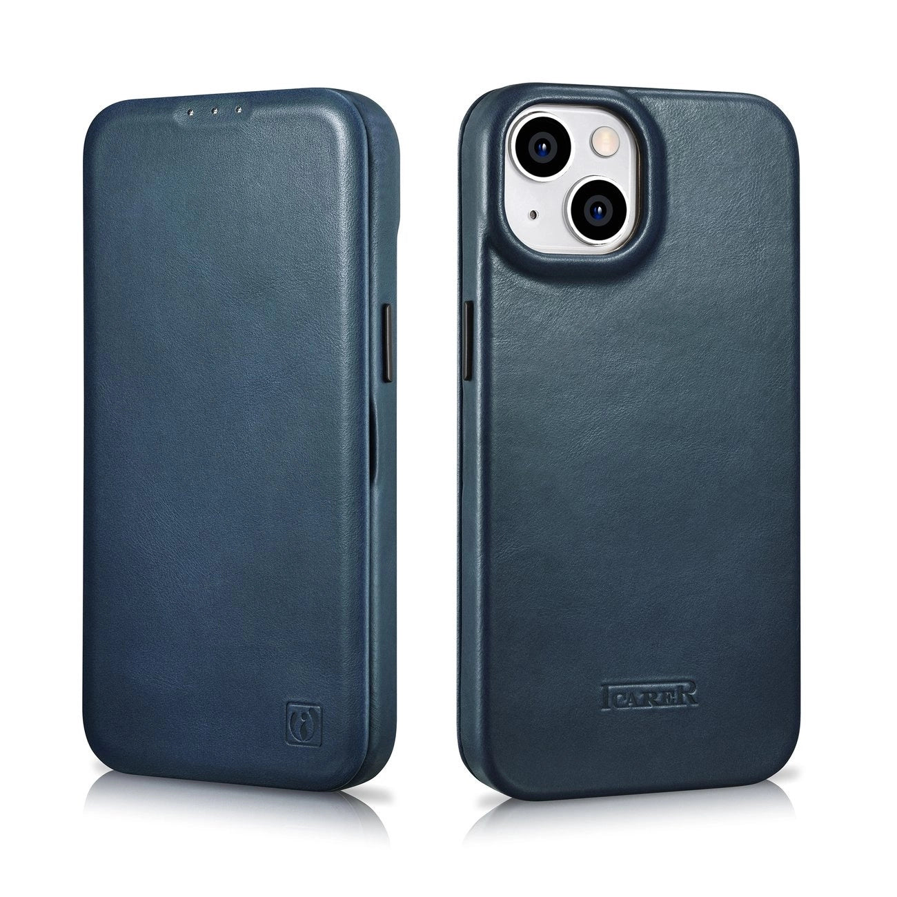 iCarer CE Oil Wax Premium Leather Folio Case iPhone 14 Plus magnetic flip case MagSafe blue (AKI14220707-BU)_31