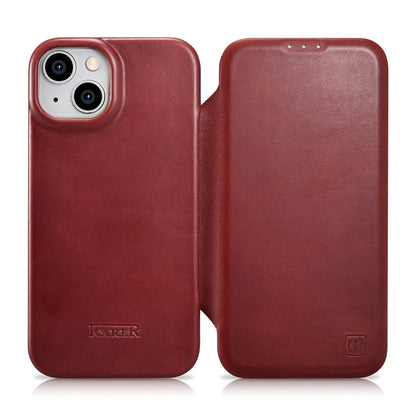 iCarer CE Oil Wax Premium Leather Folio Case iPhone 14 Plus Magnetic Flip Leather Folio Case MagSafe Red (AKI14220707-RD)_0