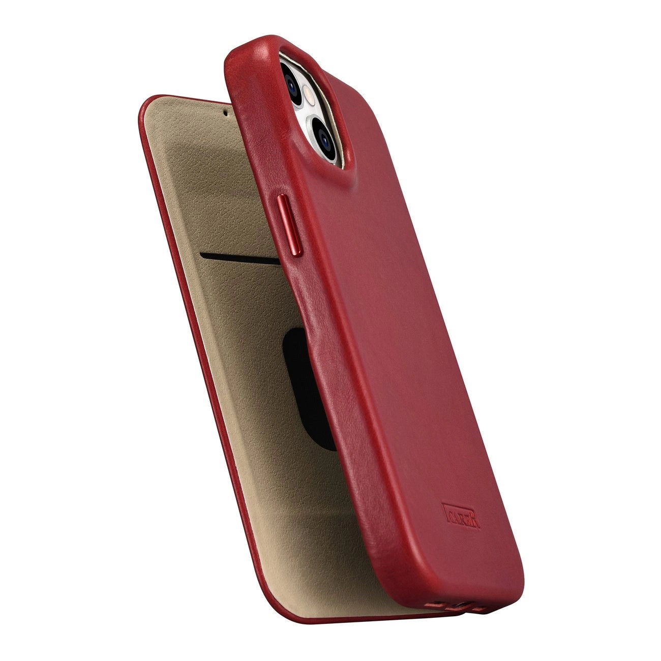 iCarer CE Oil Wax Premium Leather Folio Case iPhone 14 Plus Magnetic Flip Leather Folio Case MagSafe Red (AKI14220707-RD)_9