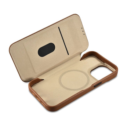 iCarer CE Premium Leather Folio Case iPhone 14 Pro Magnetic Flip Leather Folio Case MagSafe brown (WMI14220714-BN)_15