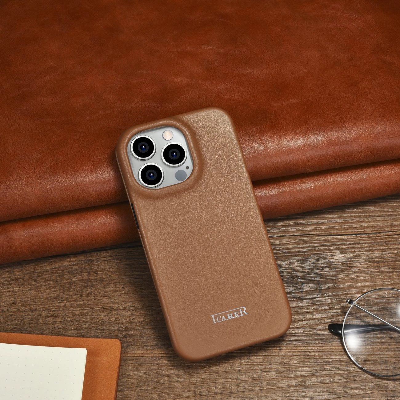 iCarer CE Premium Leather Folio Case iPhone 14 Pro Magnetic Flip Leather Folio Case MagSafe brown (WMI14220714-BN)_22