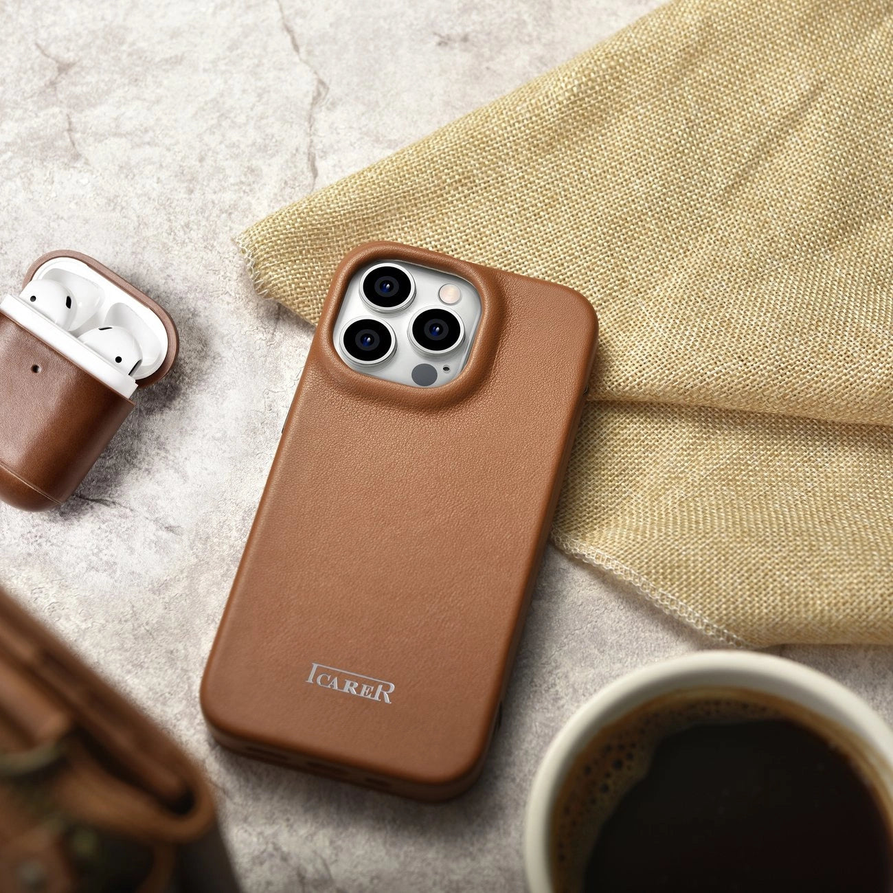 iCarer CE Premium Leather Folio Case iPhone 14 Pro Magnetic Flip Leather Folio Case MagSafe brown (WMI14220714-BN)_23