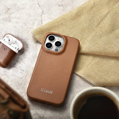 iCarer CE Premium Leather Folio Case iPhone 14 Pro Magnetic Flip Leather Folio Case MagSafe brown (WMI14220714-BN)_23
