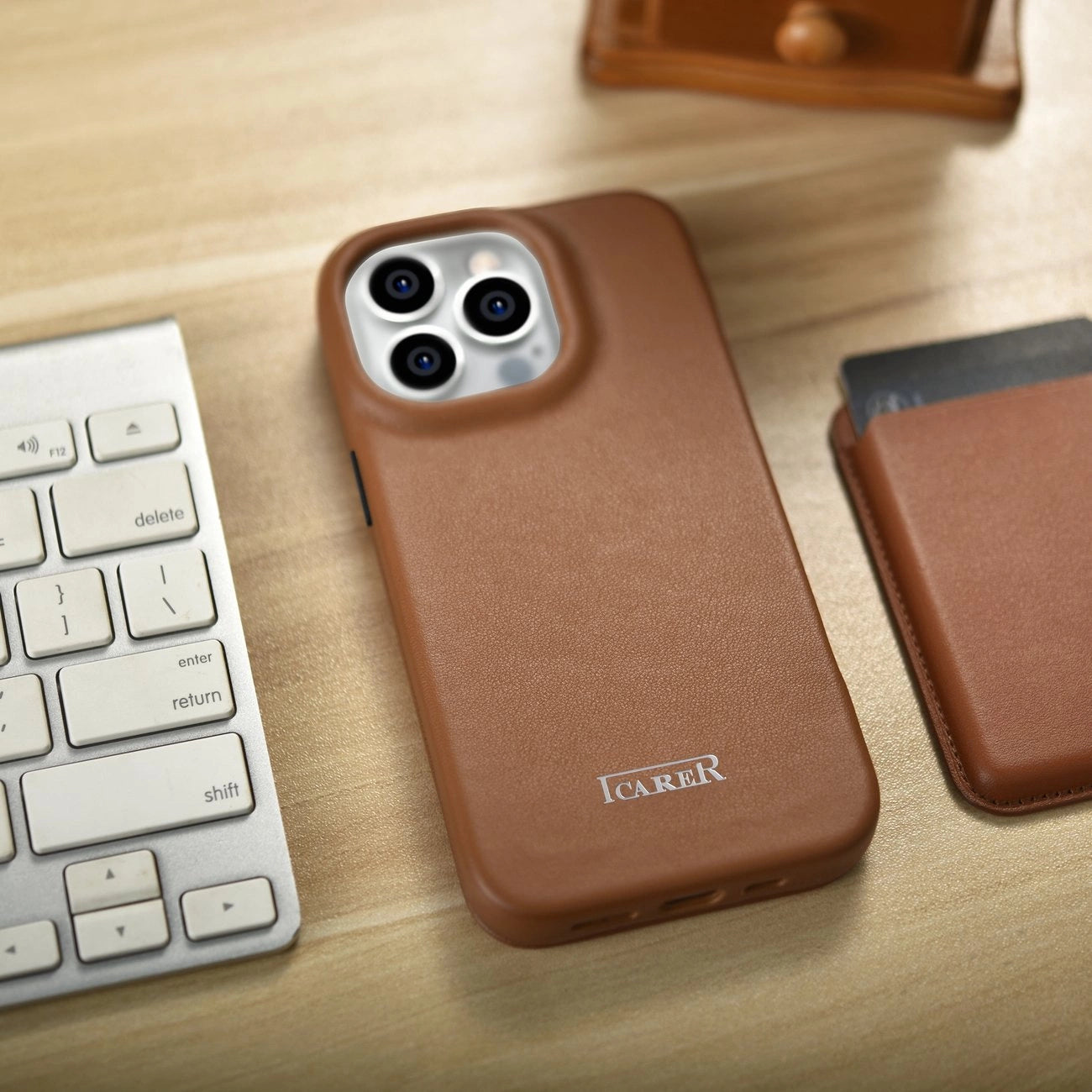 iCarer CE Premium Leather Folio Case iPhone 14 Pro Magnetic Flip Leather Folio Case MagSafe brown (WMI14220714-BN)_25