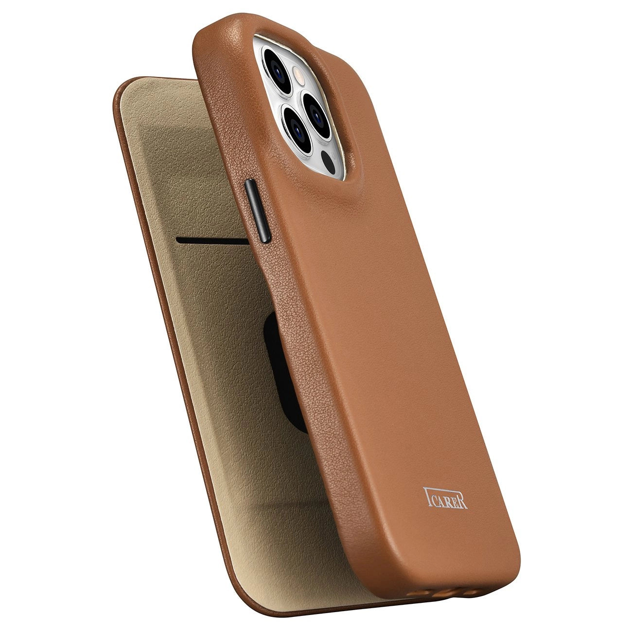 iCarer CE Premium Leather Folio Case iPhone 14 Pro Magnetic Flip Leather Folio Case MagSafe brown (WMI14220714-BN)_8
