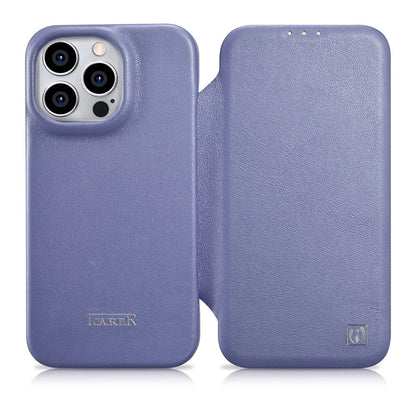 iCarer CE Premium Leather Folio Case iPhone 14 Pro Magnetic Flip Leather Folio Case MagSafe Light Purple (WMI14220714-LP)_0