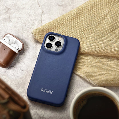 iCarer CE Premium Leather Folio Case iPhone 14 Pro Magnetic Flip Leather Folio Case MagSafe Blue (WMI14220714-BU)_22