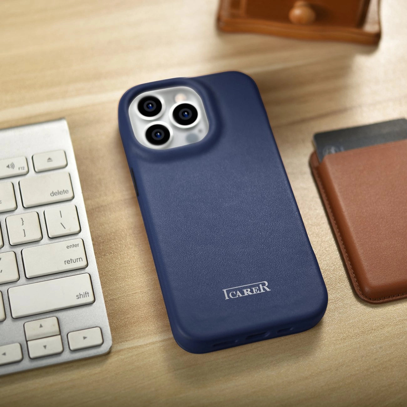 iCarer CE Premium Leather Folio Case iPhone 14 Pro Magnetic Flip Leather Folio Case MagSafe Blue (WMI14220714-BU)_24