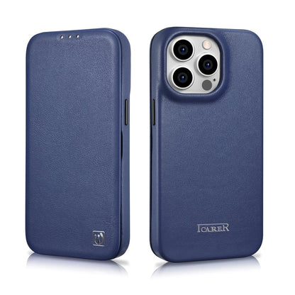 iCarer CE Premium Leather Folio Case iPhone 14 Pro Magnetic Flip Leather Folio Case MagSafe Blue (WMI14220714-BU)_27