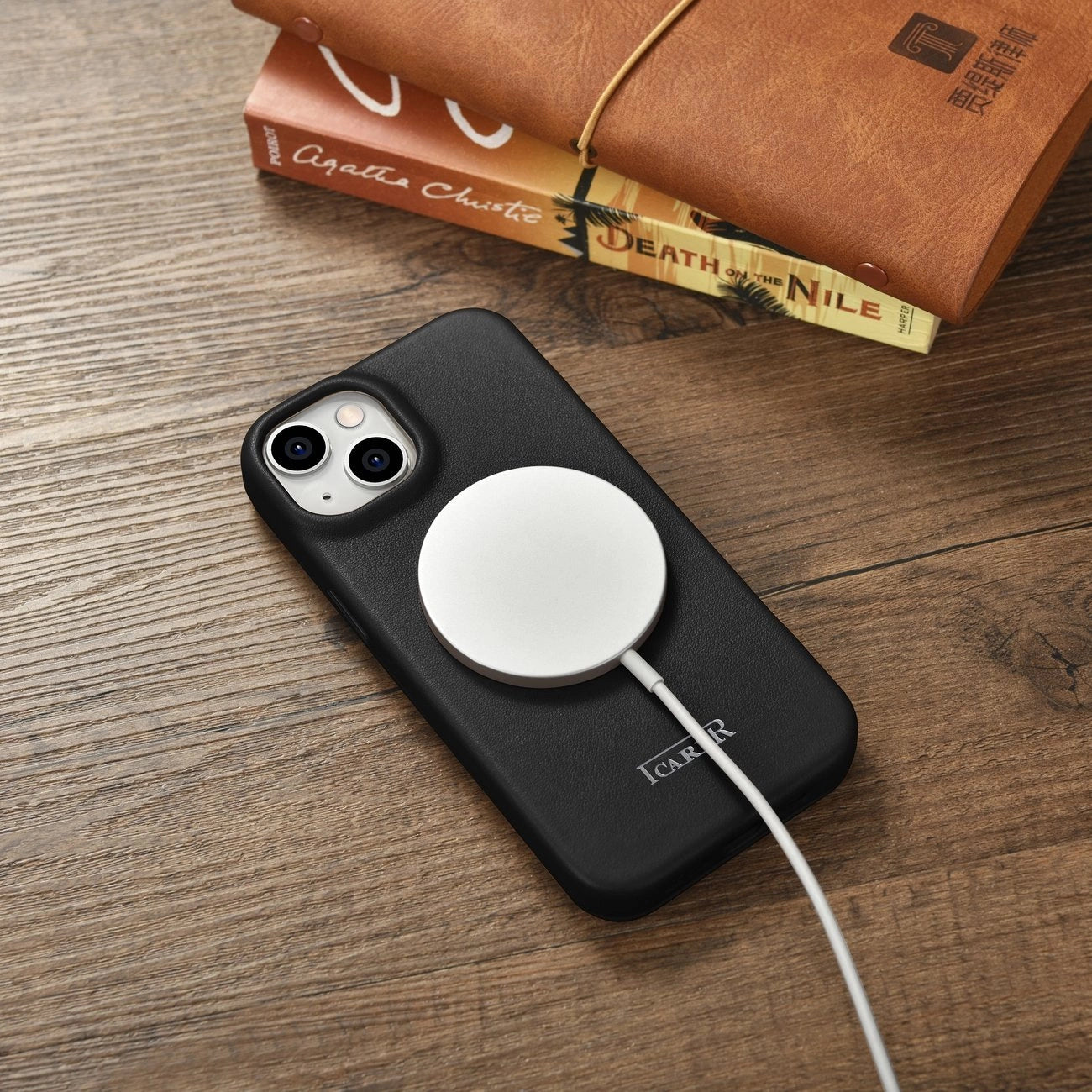 iCarer CE Premium Leather Folio Case iPhone 14 Plus Magnetic Flip Leather Folio Case MagSafe black (WMI14220715-BK)_21