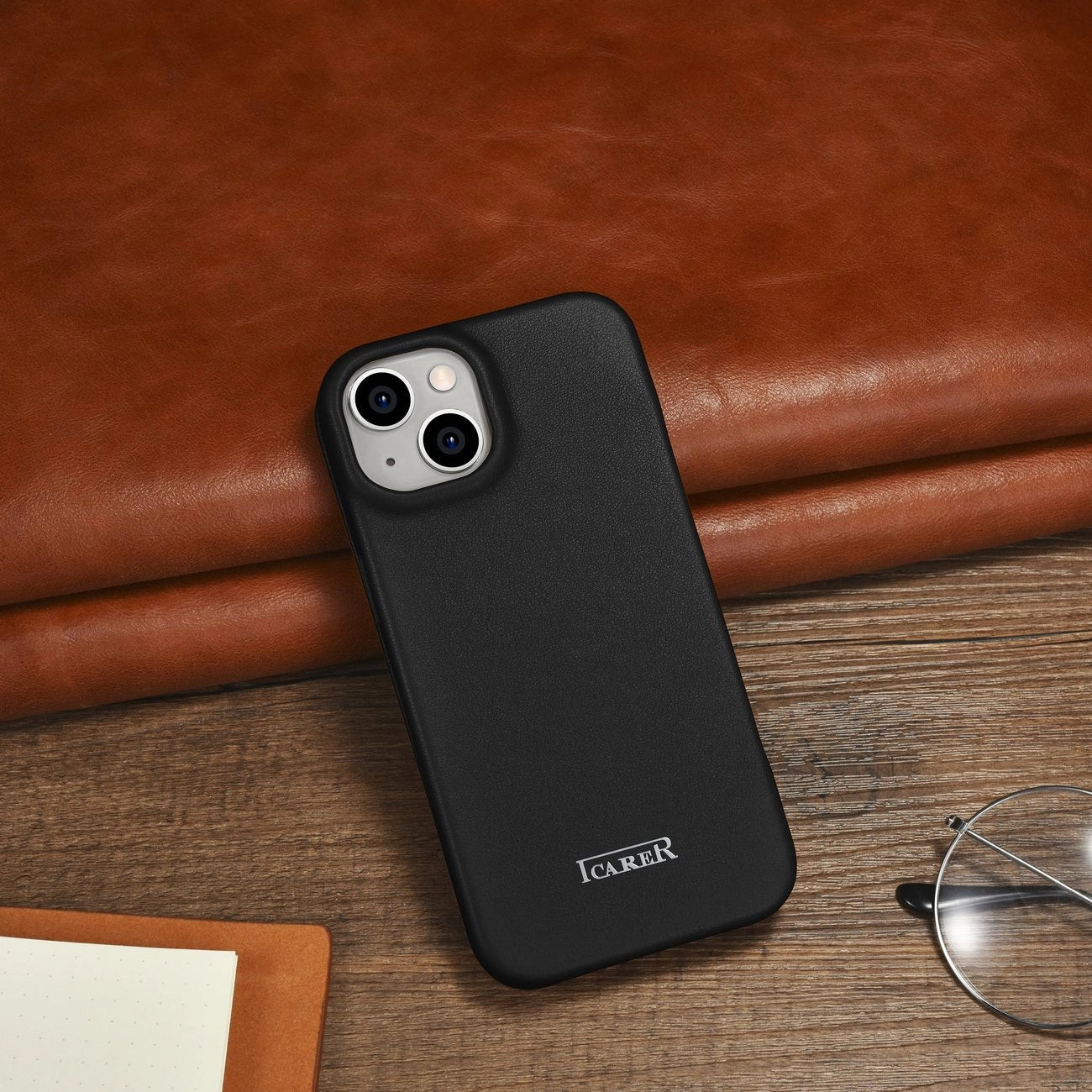iCarer CE Premium Leather Folio Case iPhone 14 Plus Magnetic Flip Leather Folio Case MagSafe black (WMI14220715-BK)_22