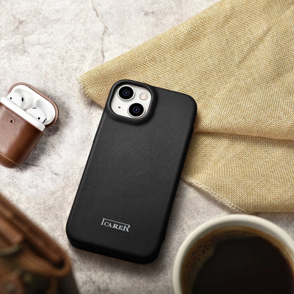 iCarer CE Premium Leather Folio Case iPhone 14 Plus Magnetic Flip Leather Folio Case MagSafe black (WMI14220715-BK)_23