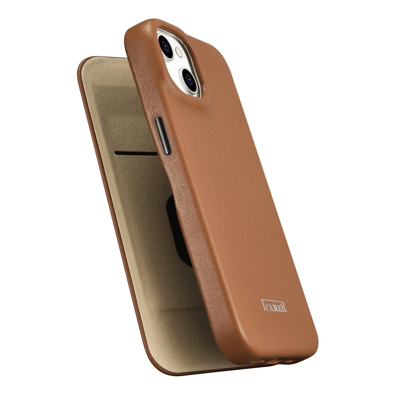 iCarer CE Premium Leather Folio Case iPhone 14 Plus Magnetic Flip Leather Folio Case MagSafe Brown (WMI14220715-BN)_9