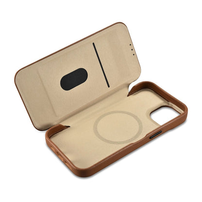 iCarer CE Premium Leather Folio Case iPhone 14 Plus Magnetic Flip Leather Folio Case MagSafe Brown (WMI14220715-BN)_15