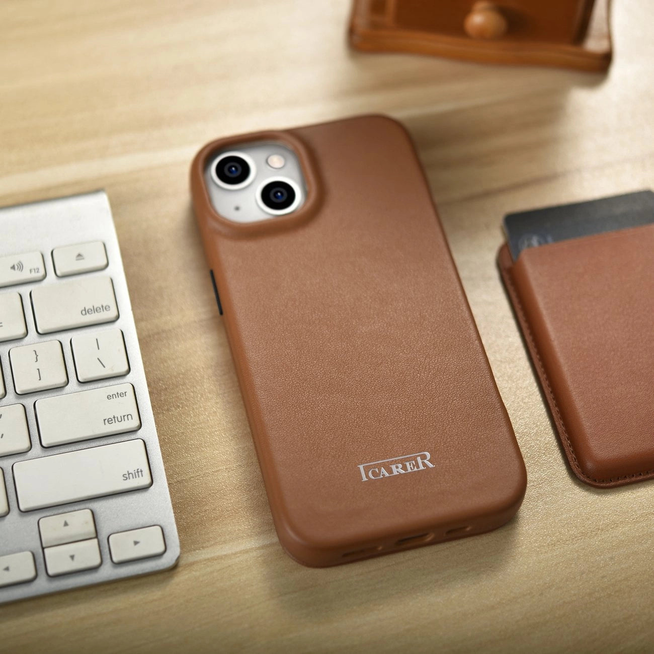 iCarer CE Premium Leather Folio Case iPhone 14 Plus Magnetic Flip Leather Folio Case MagSafe Brown (WMI14220715-BN)_24